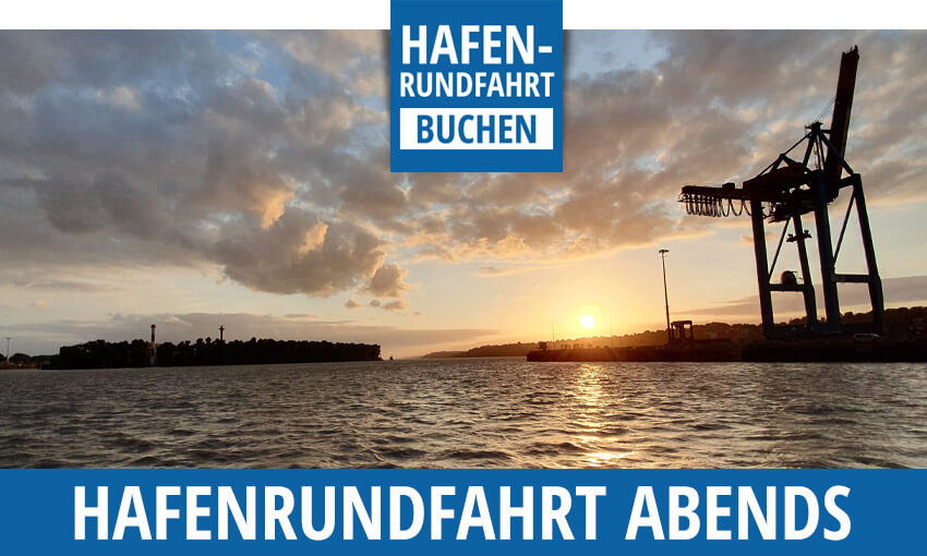 Traumhaft schön: eine Hafenrundfahrt in Hamburg abends/nachts Hamburger Hafen im Sonnenuntergang